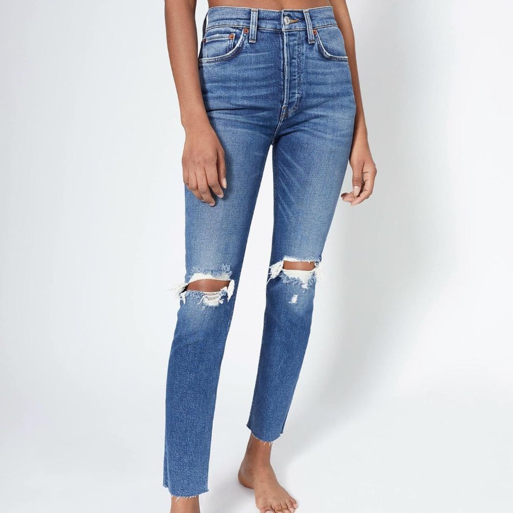 Re/Done 90S HIGH RISE DUSK DESTROY ANKLE CROP